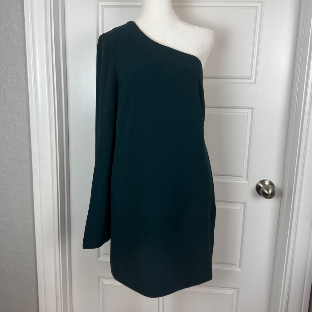 Dress the Population Heidi dark green one shoulder mini dress size Medium - Picture 2 of 8